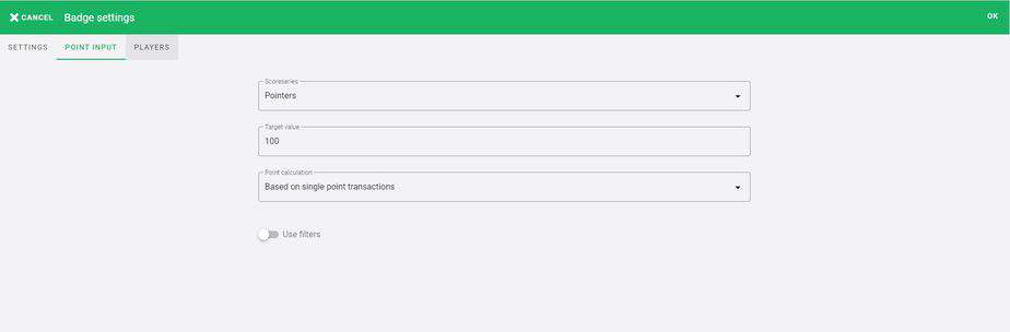 Badge Settings Point Input