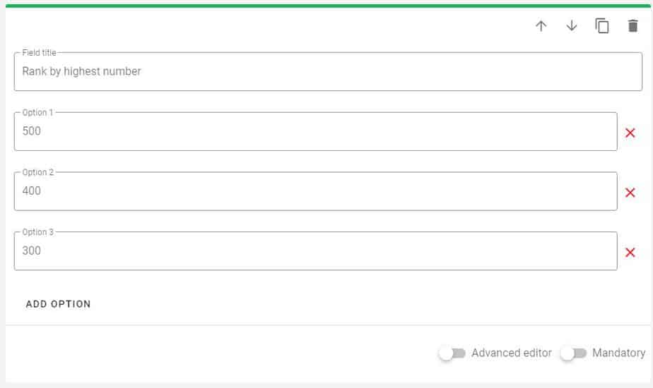 Form Rank Options